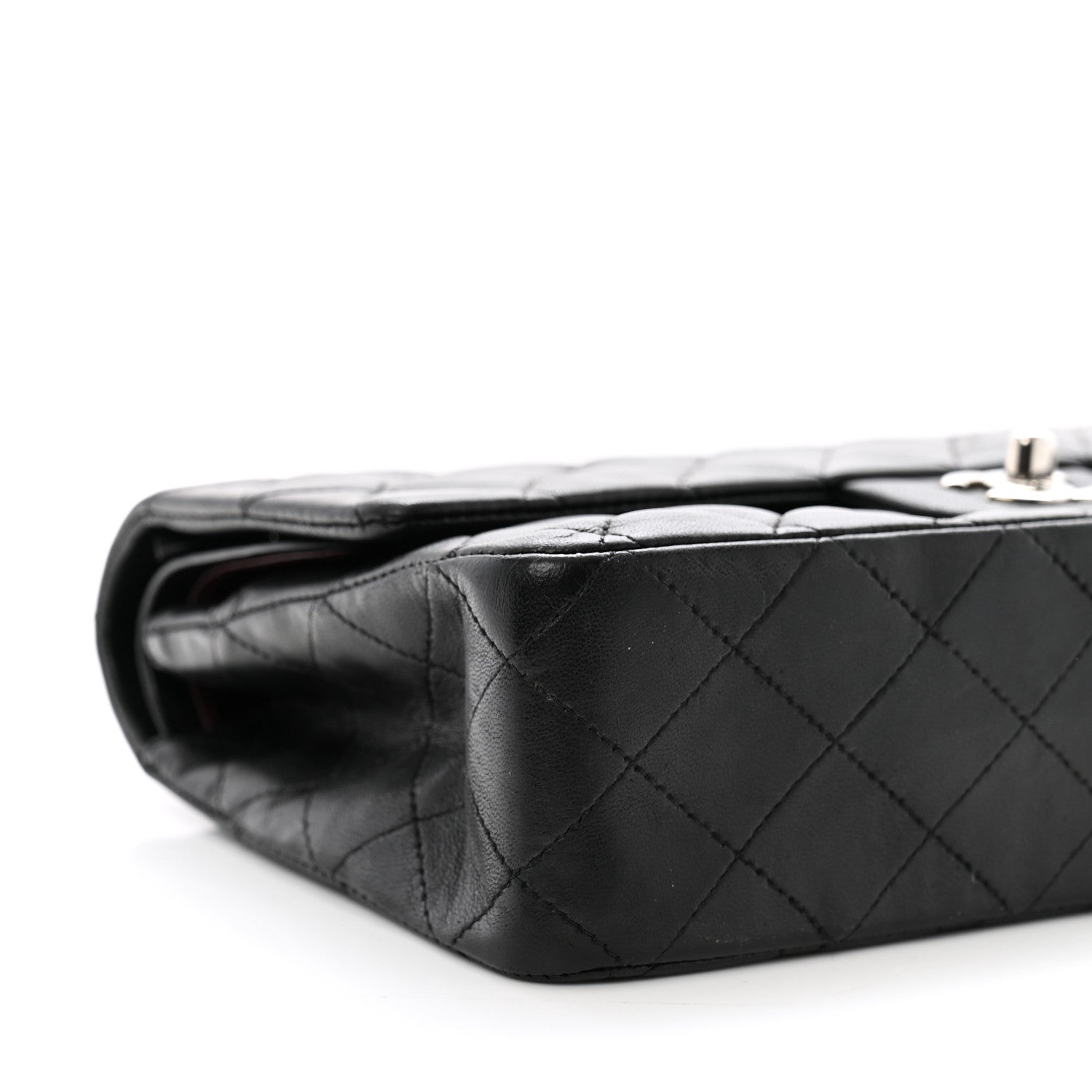 Lambskin Quilted Medium Double Flap Black