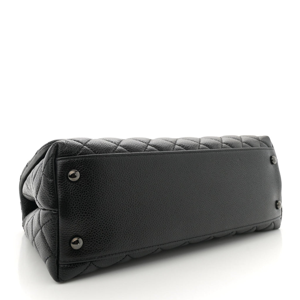 Caviar Quilted Small Coco Handle Flap So Black
