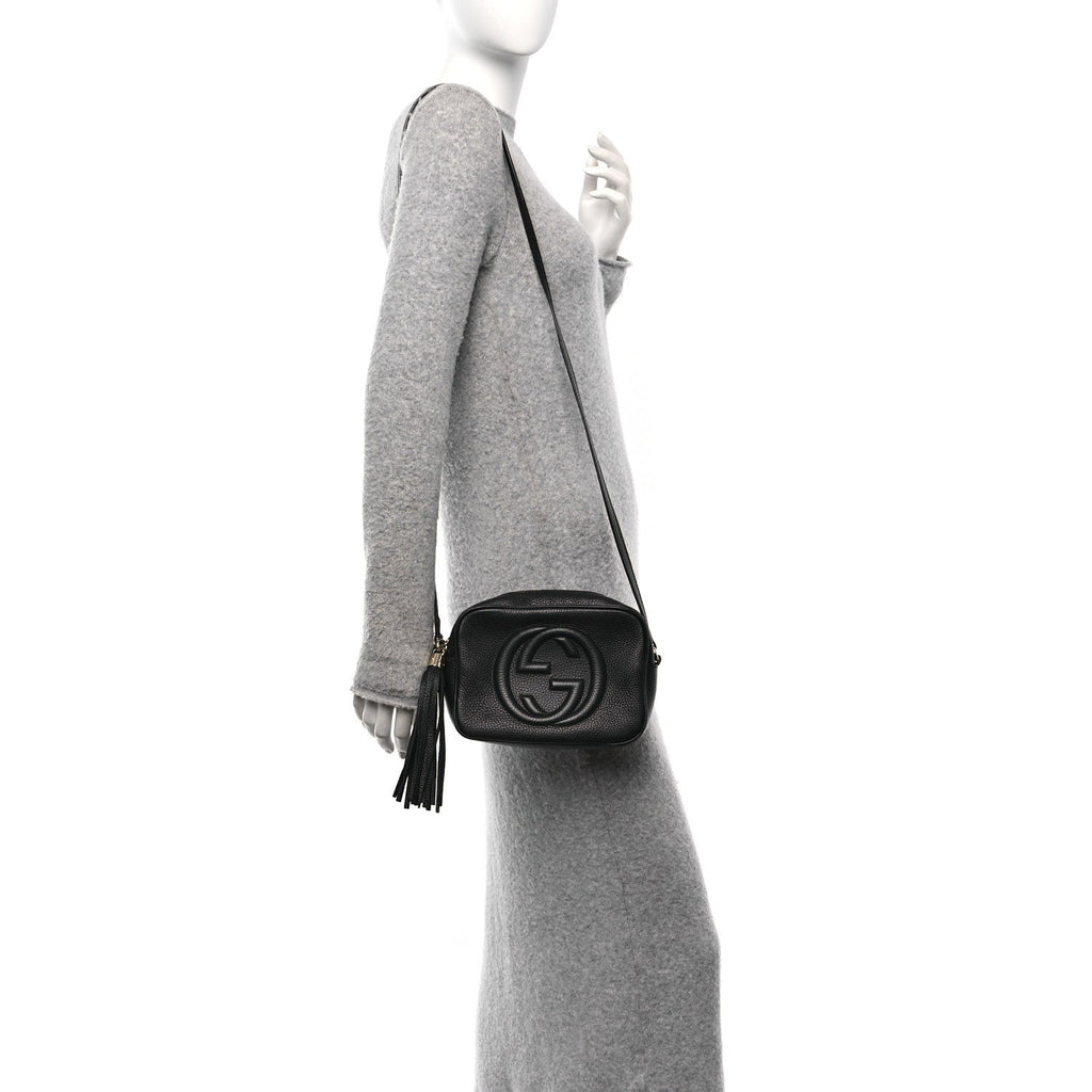 Pebbled Calfskin Small Soho Disco Bag Black