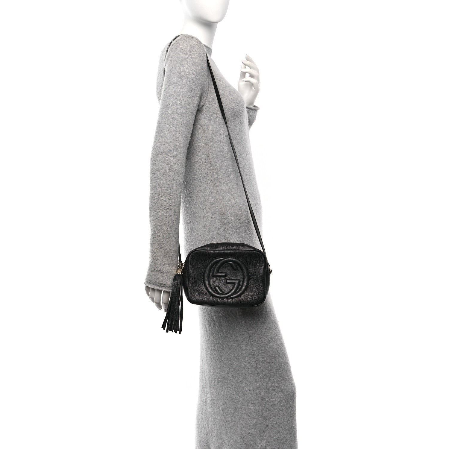 Pebbled Calfskin Small Soho Disco Bag Black