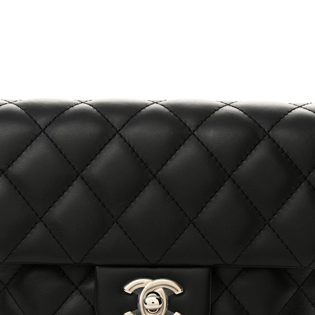 Calfskin Quilted CC Uniform Flap Belt Bag Black
