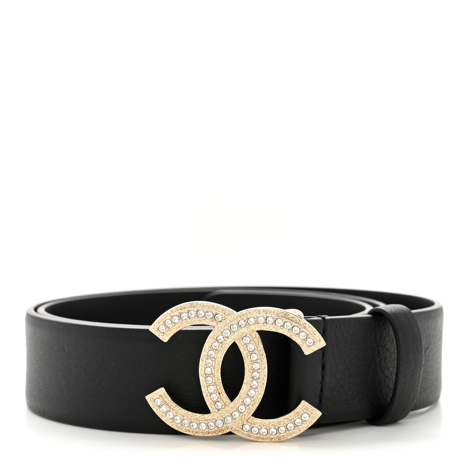 Calfskin Crystal CC Belt 75 30 Black