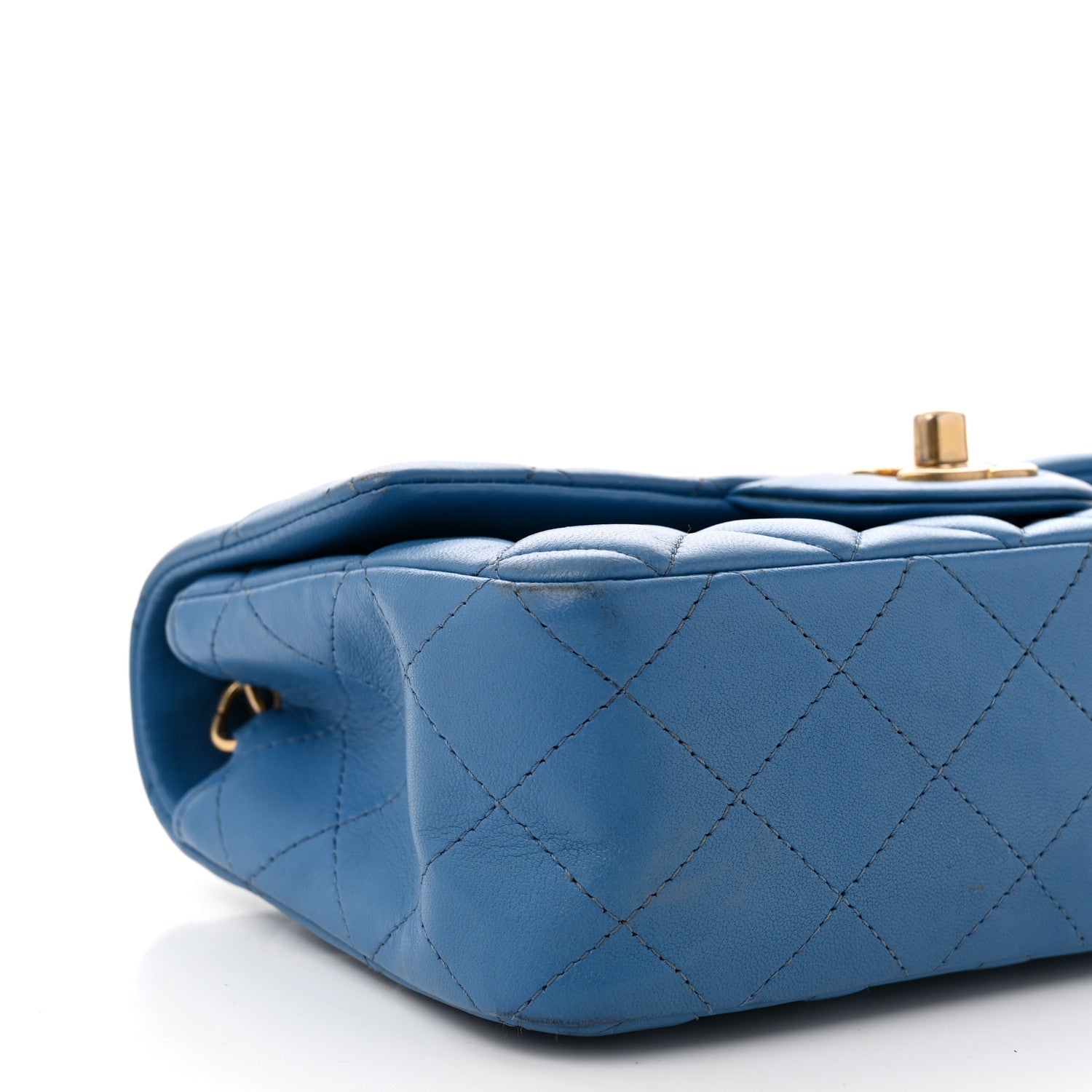 Lambskin Quilted Mini Rectangular Flap Blue