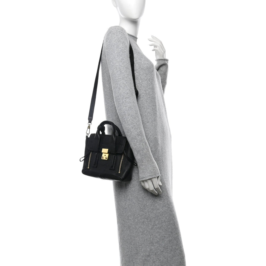 Textured Calfskin Mini Pashli Satchel Black