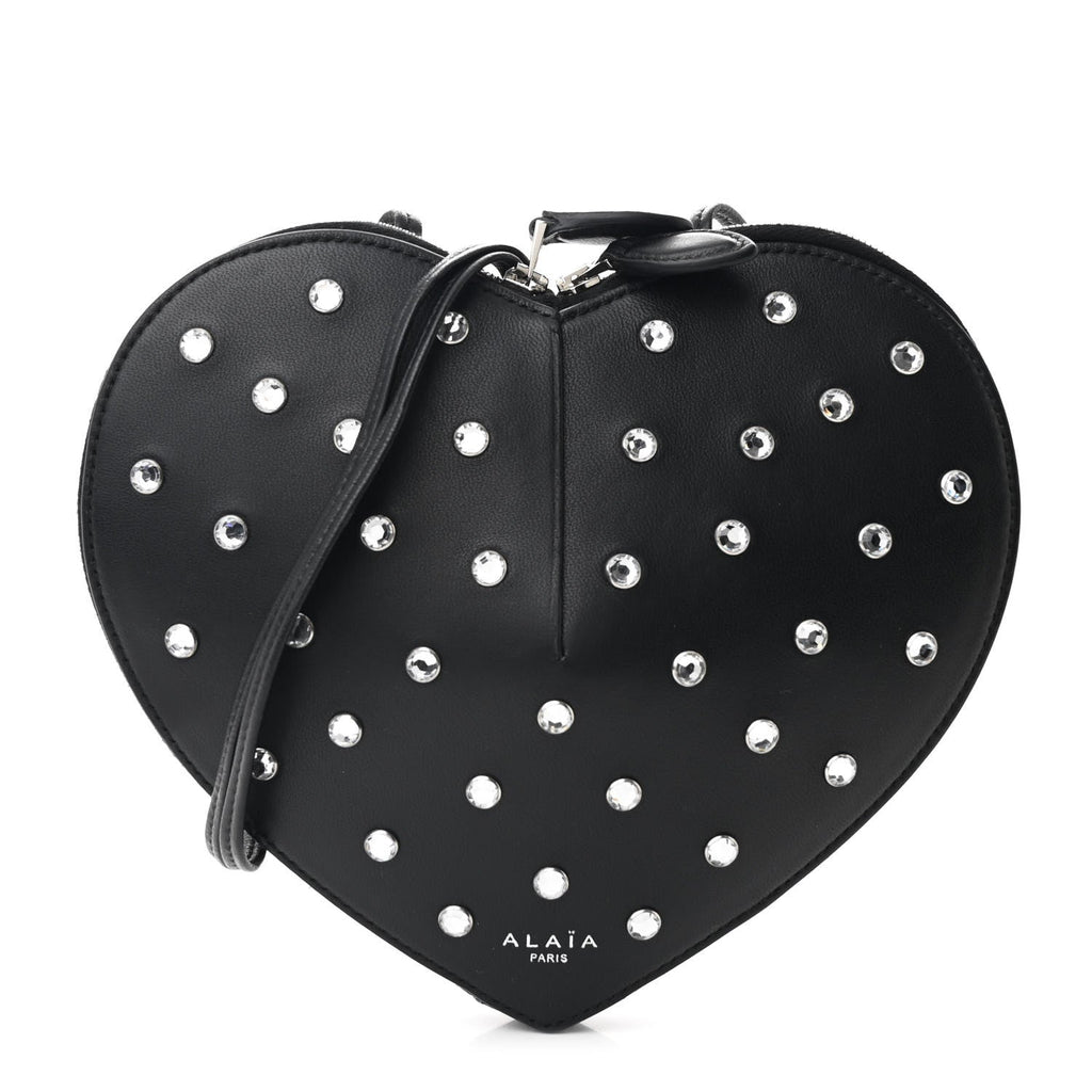 Lambskin Crystal Embellished Le Coeur Bag  Black