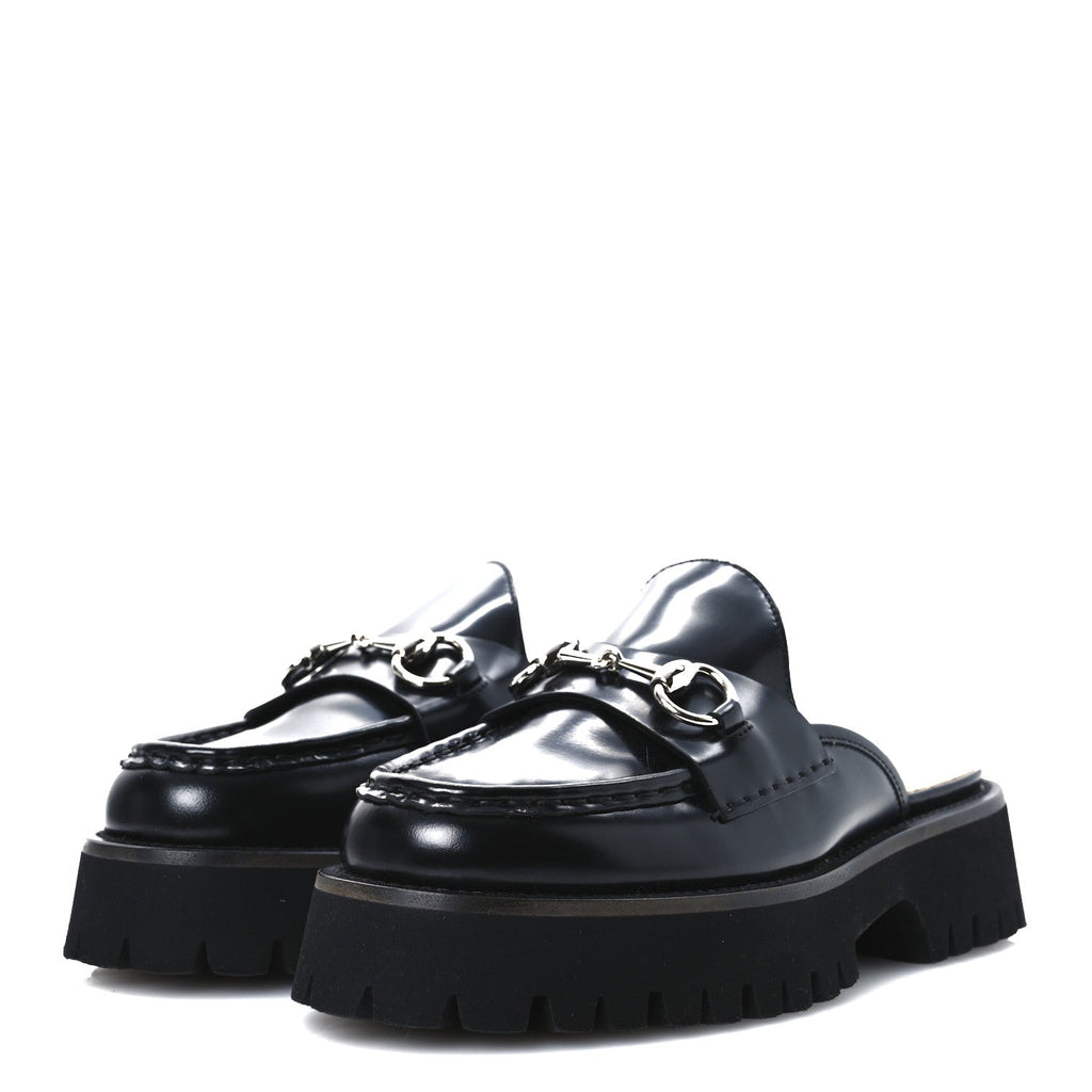Magnum Calfskin Womens Horsebit Platform Mules 36 Black