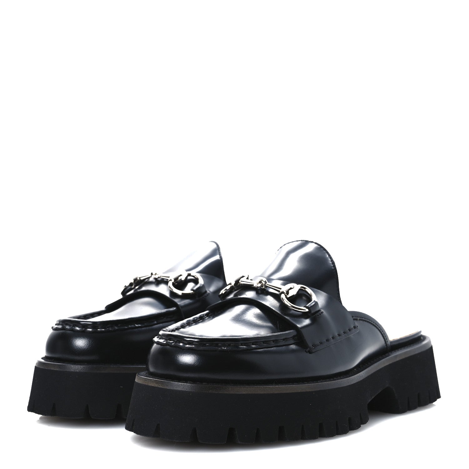 Magnum Calfskin Womens Horsebit Platform Mules 36 Black