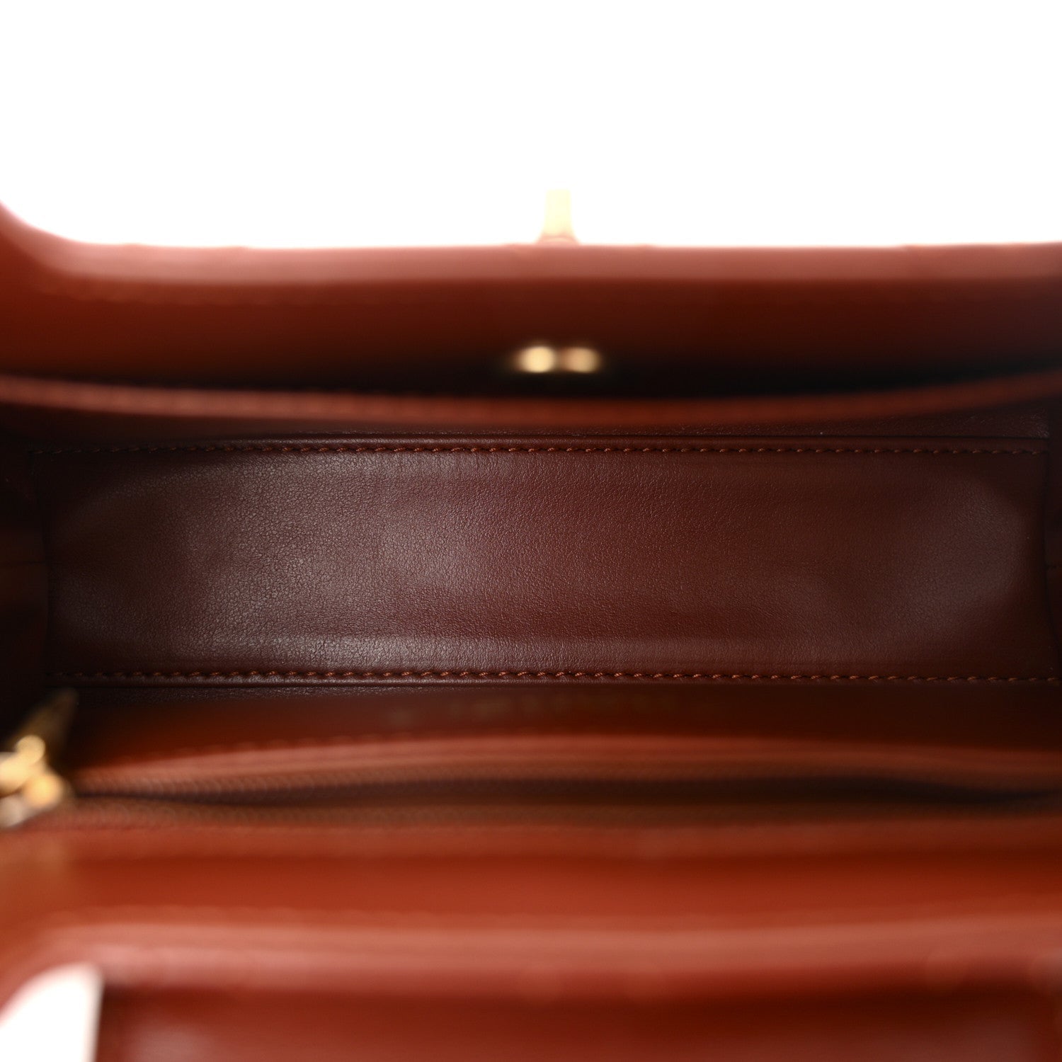 Shiny Aged Calfskin Quilted Nano Kelly Shopper Brown