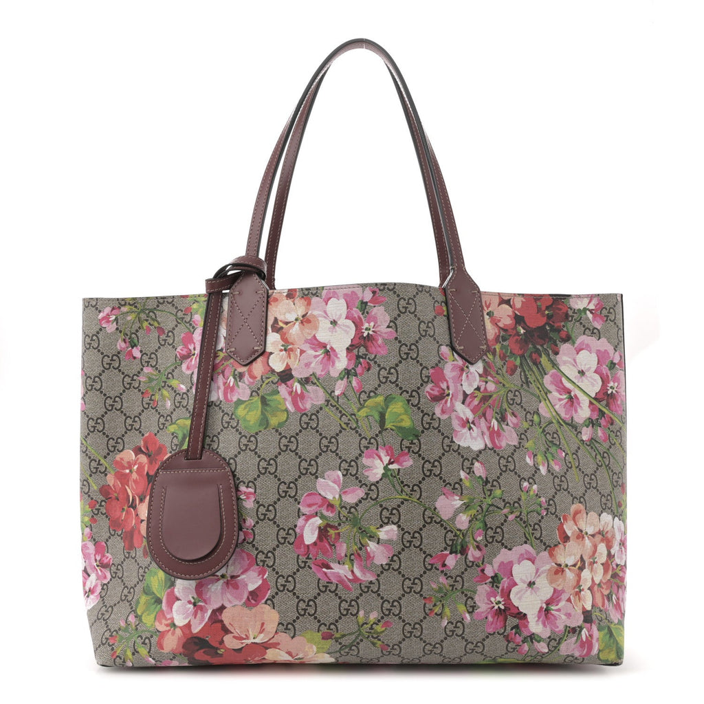 GG Supreme Monogram Blooms Medium Reversible Tote Beige Multicolor Dry Rose