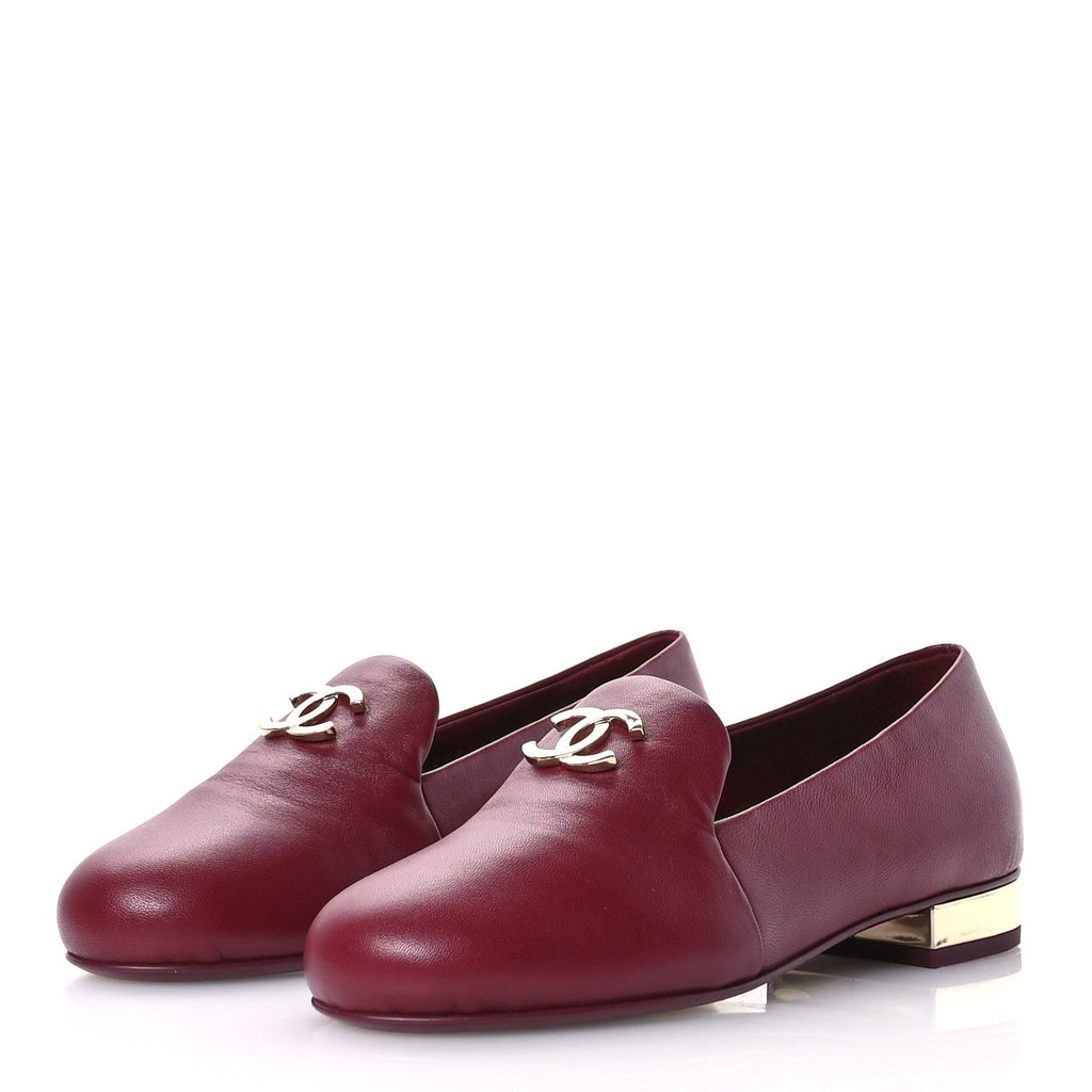 Lambskin CC Loafers 35 Bordeaux