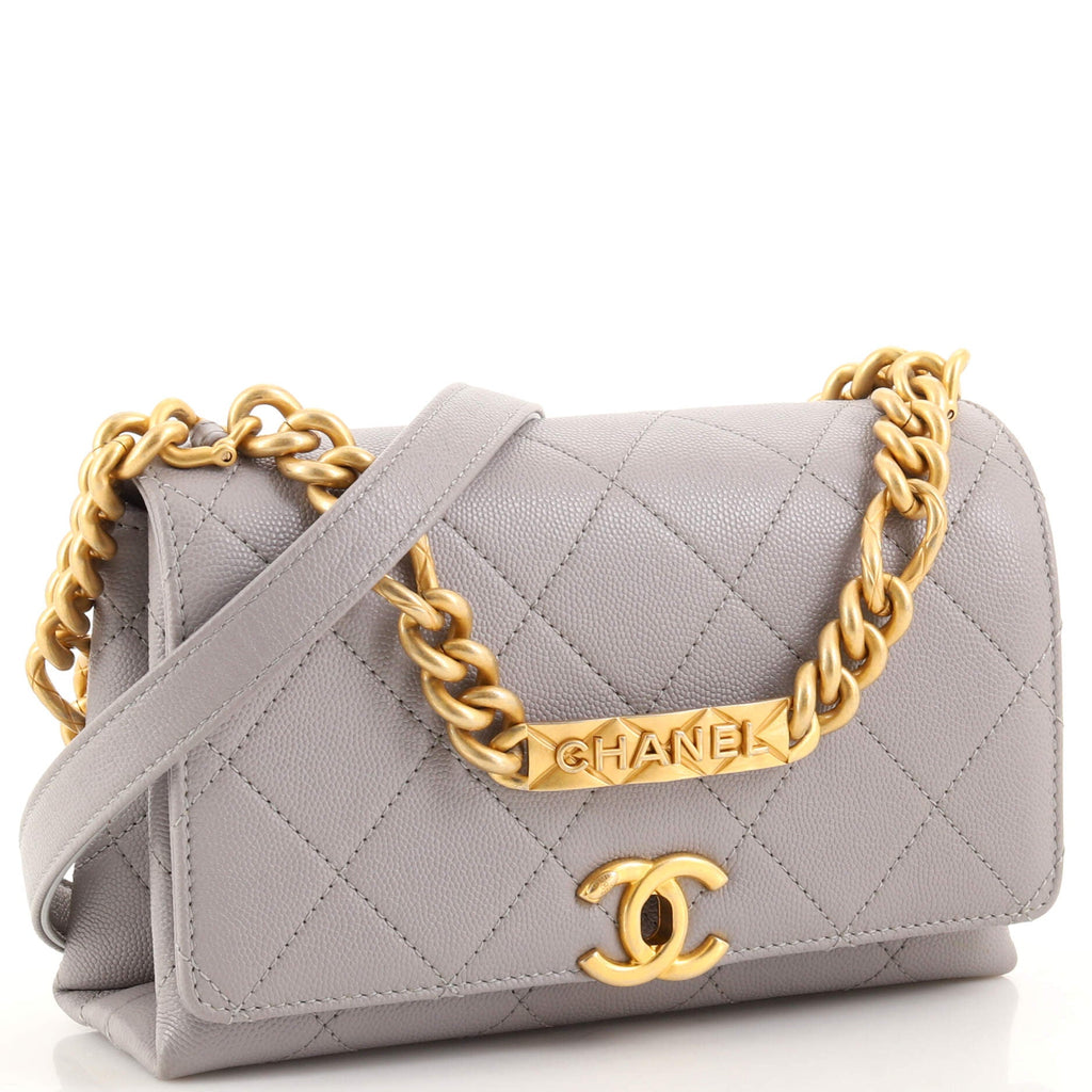 Bracelet On Chain Flap Bag Quilted Caviar Mini