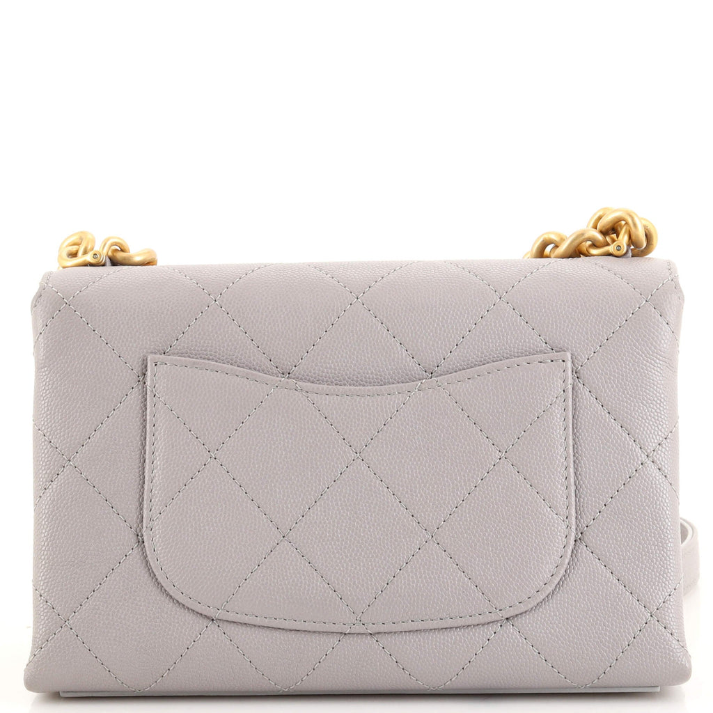 Bracelet On Chain Flap Bag Quilted Caviar Mini