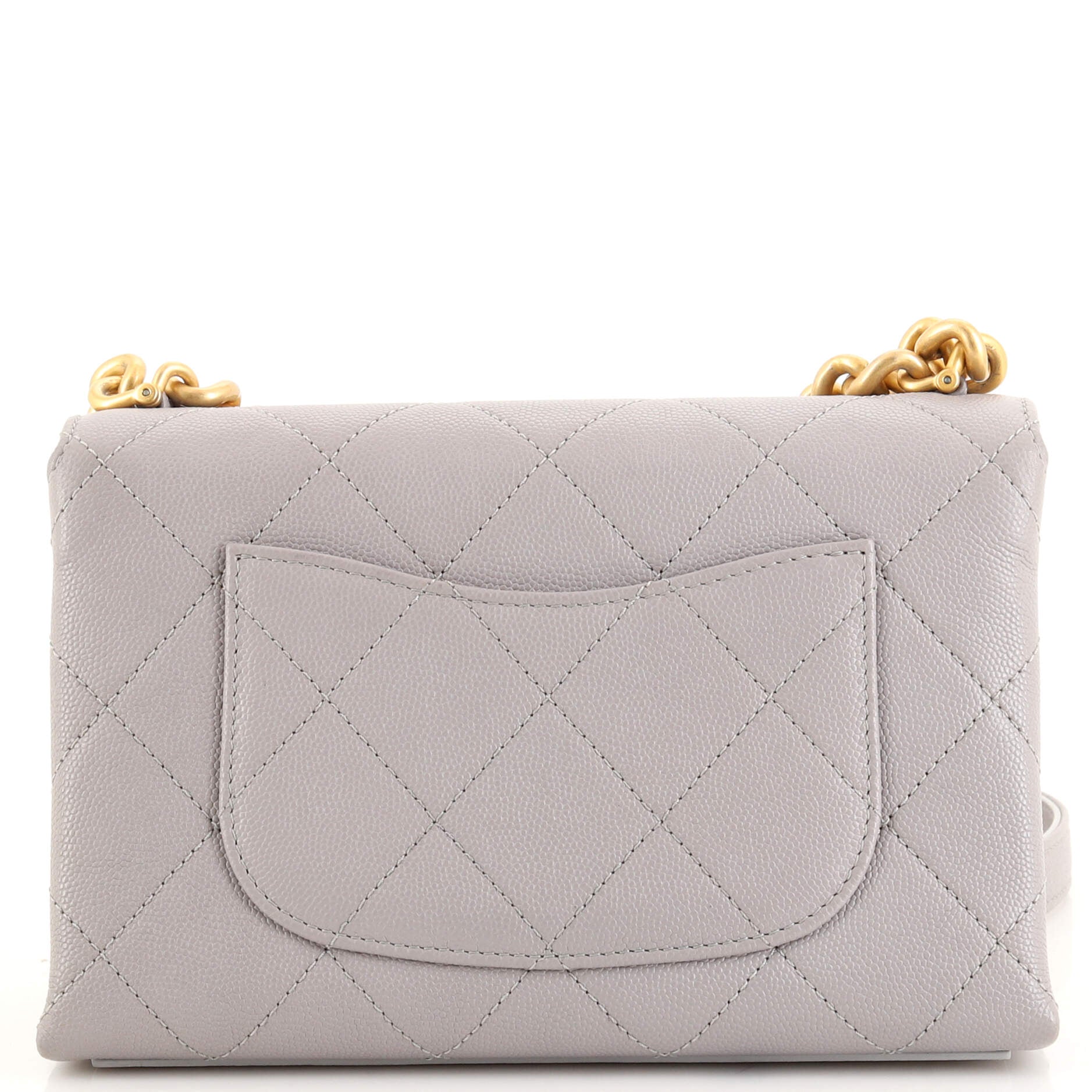 Bracelet On Chain Flap Bag Quilted Caviar Mini