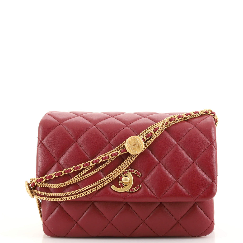 Precious Buttons Chain Flap Bag Quilted Lambskin Mini