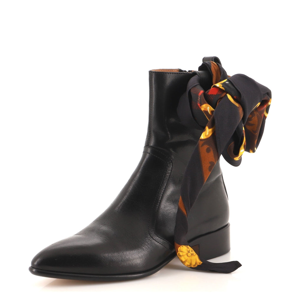 Women's Scarf Boots Leather and Silk