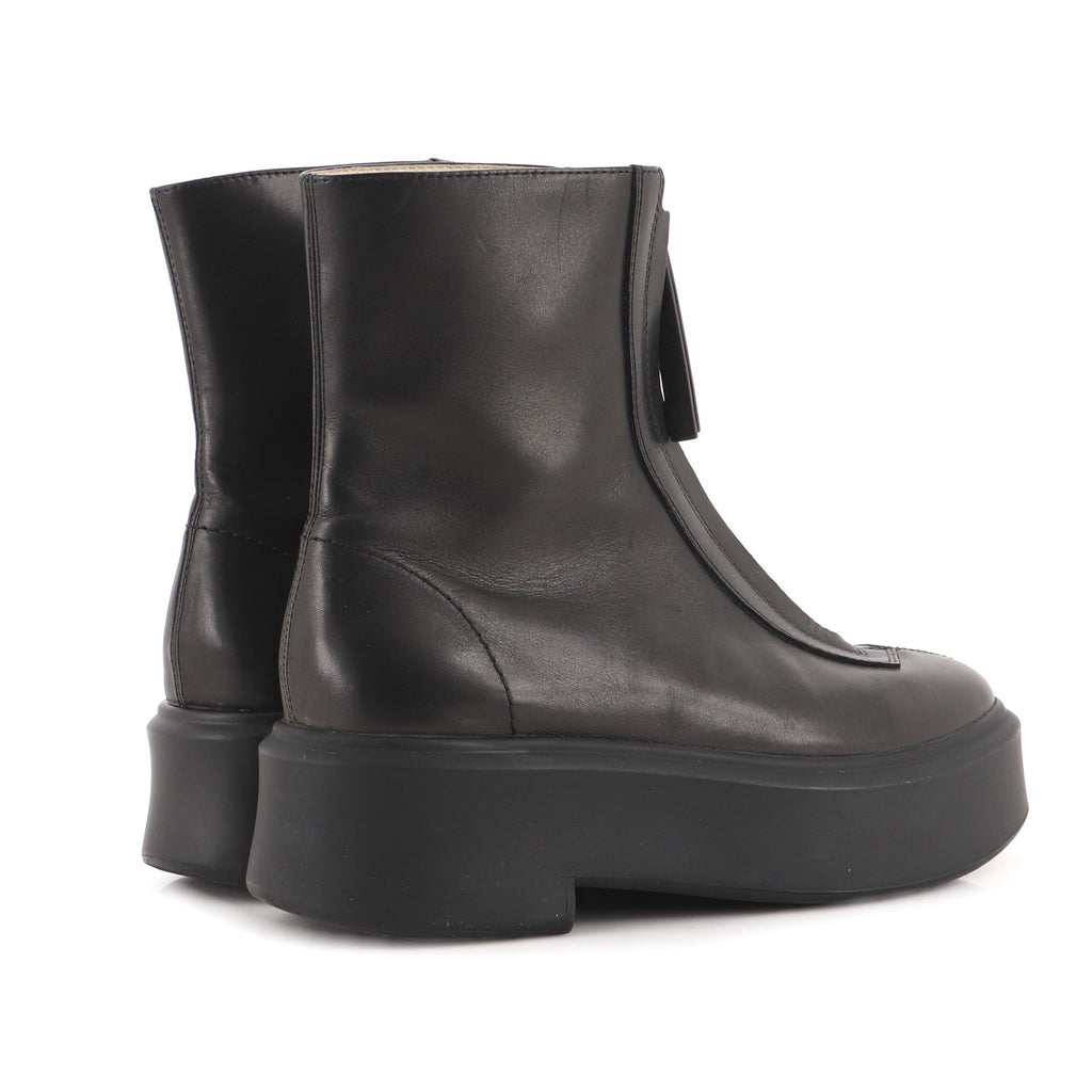 Women's Front Zip Combat Boots Leather
