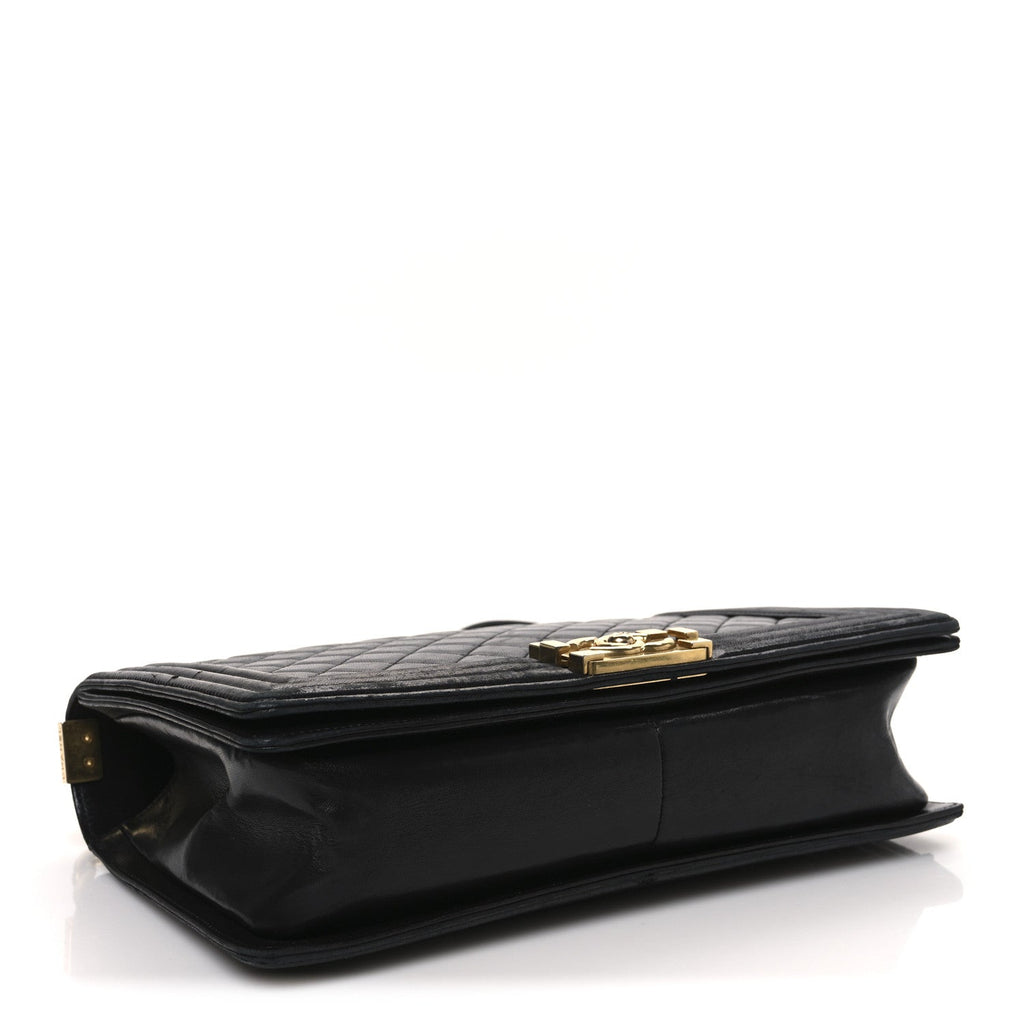 Lambskin Quilted New Medium Boy Flap Black