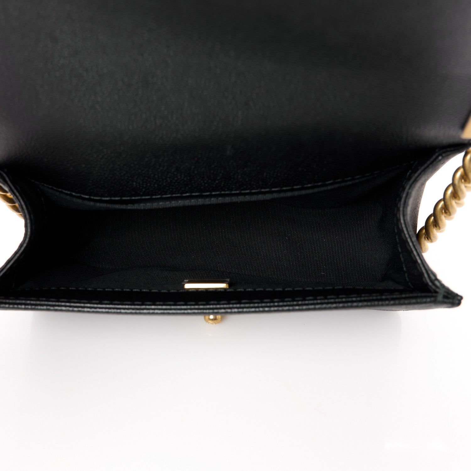 Caviar Quilted Small Chain Around Boy Flap Black