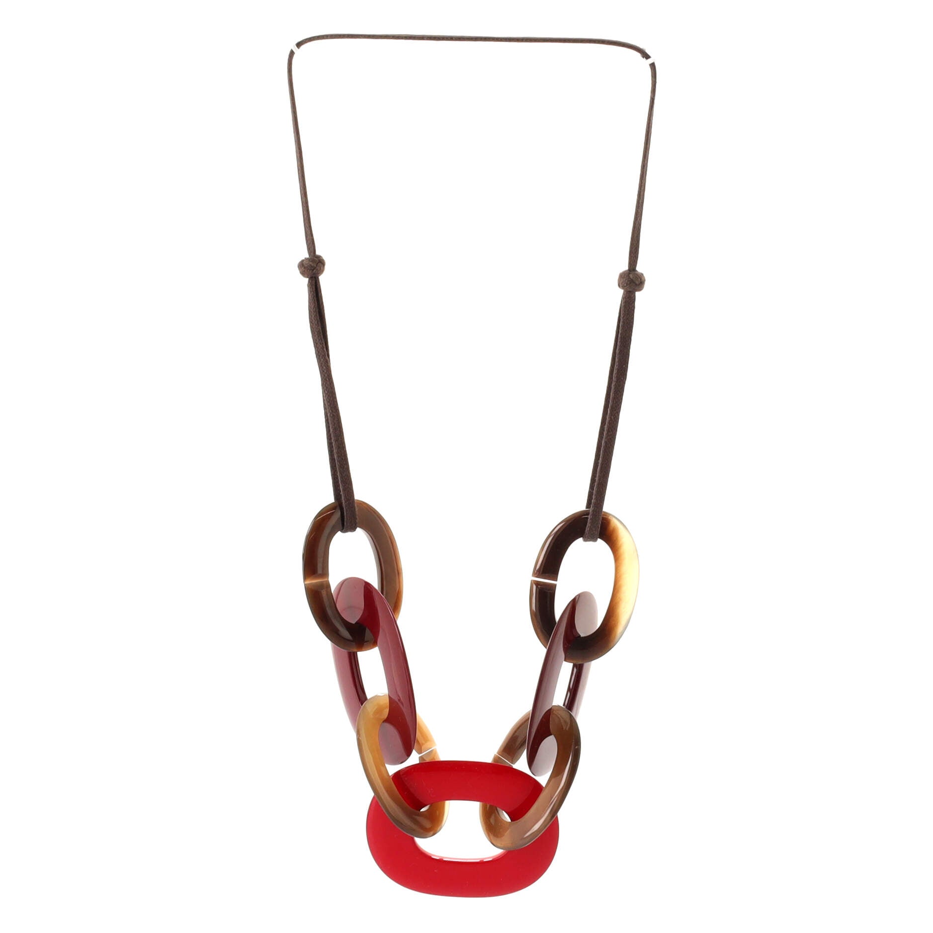 Karamba Necklace Lacquered Buffalo Horn and Waxed Cotton