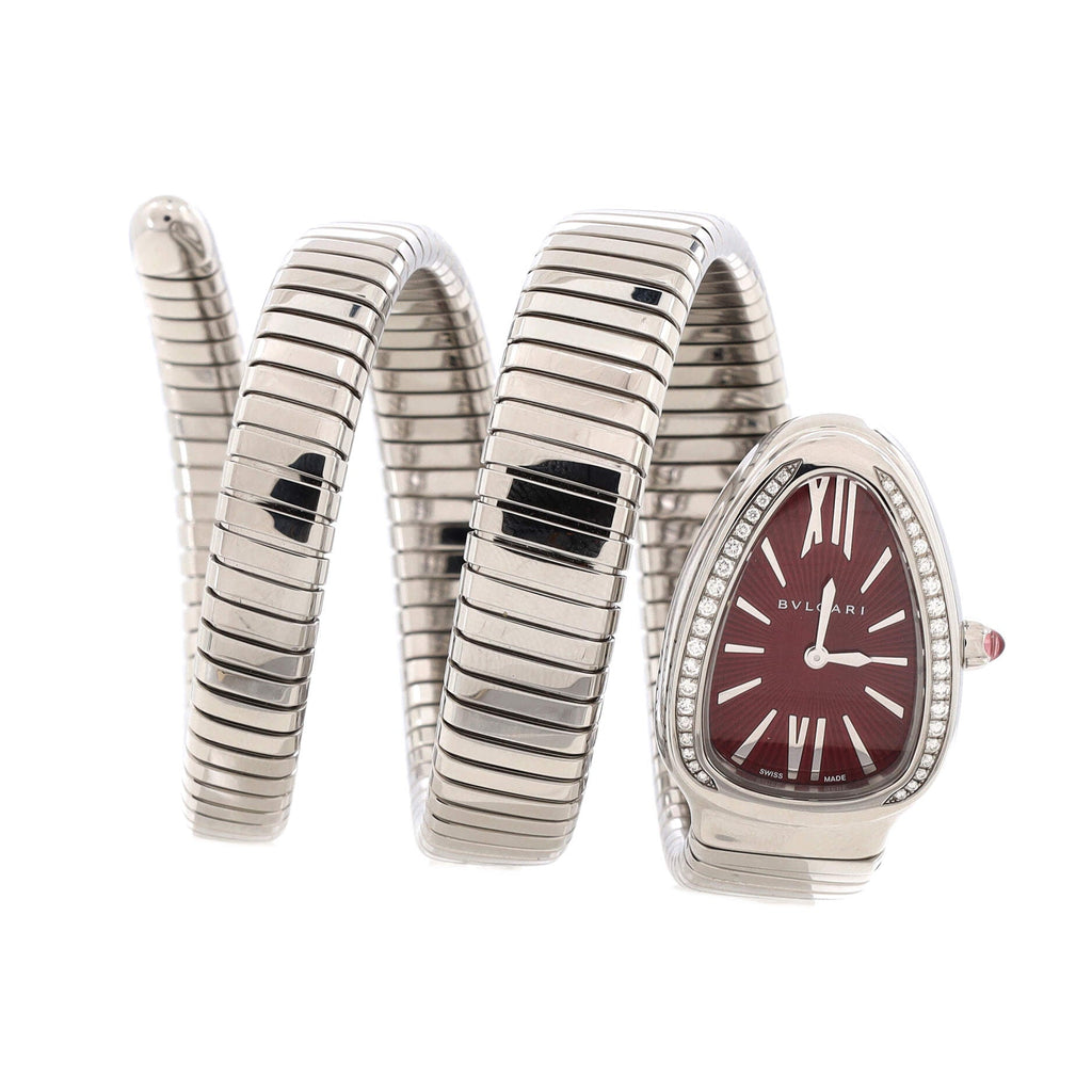Serpenti Tubogas Double Spiral Quartz Watch Stainless Steel with Diamond Bezel 23