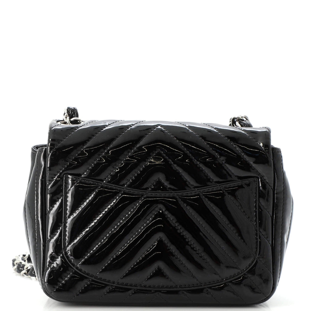 Square Classic Single Flap Bag Chevron Patent Mini