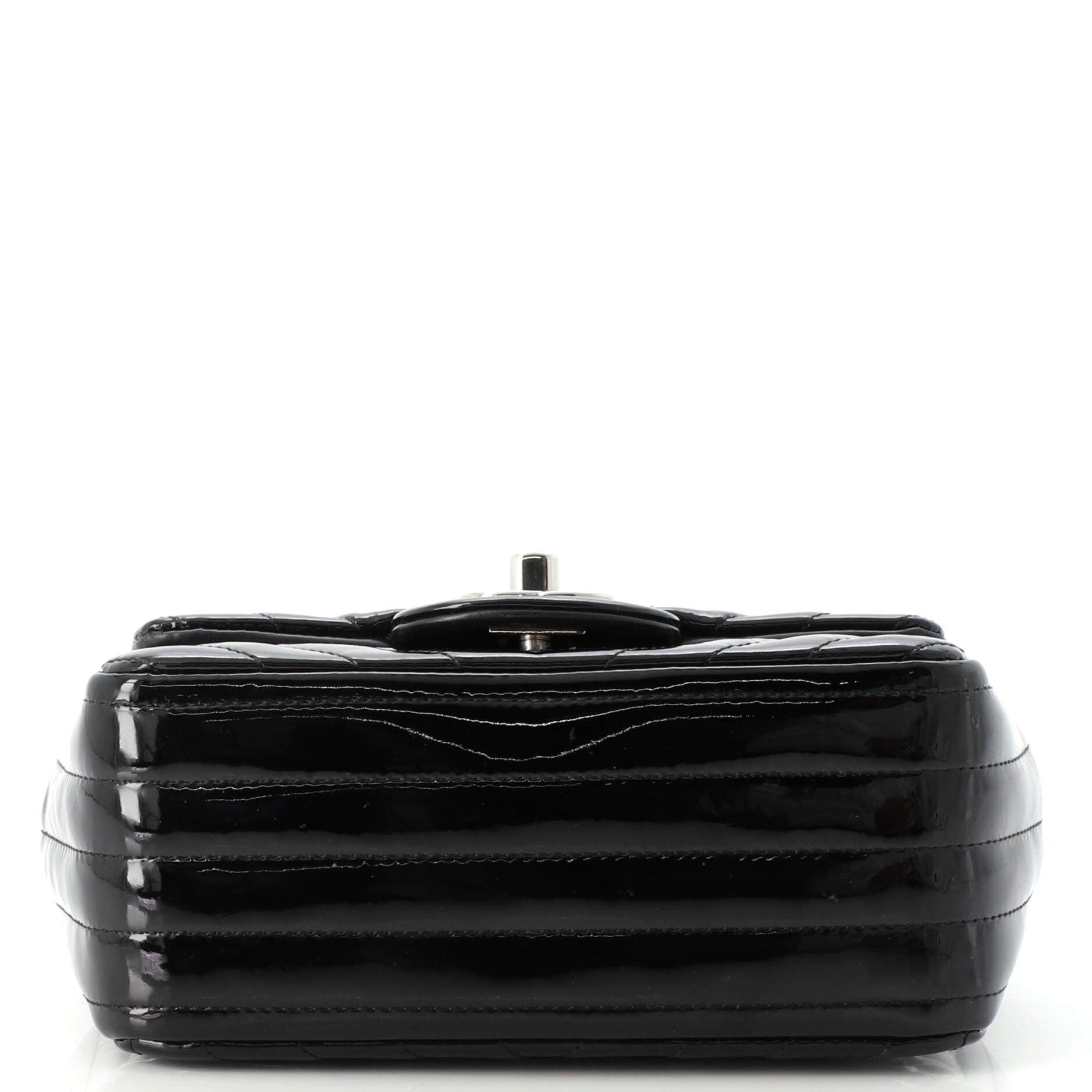 Square Classic Single Flap Bag Chevron Patent Mini