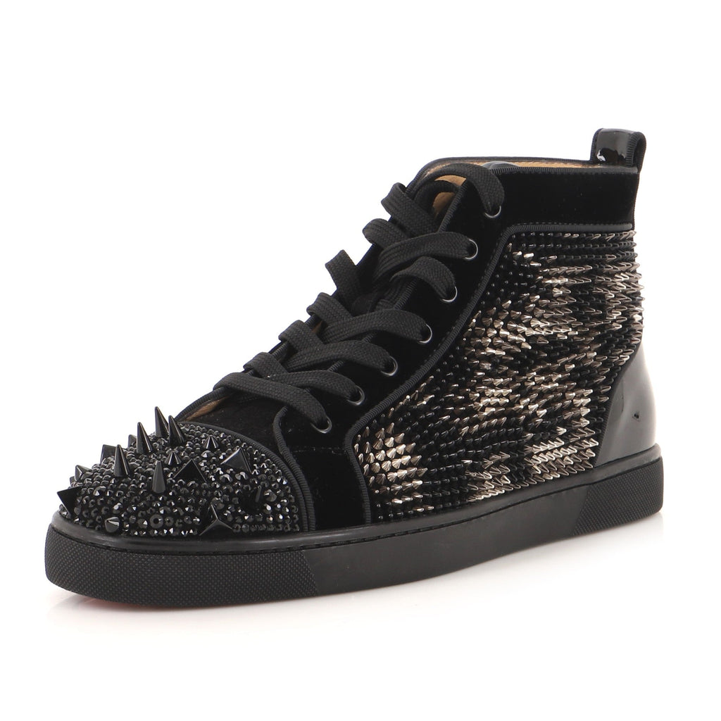 Men's Louis Spikes Flat High-Top Sneakers Studded Leather