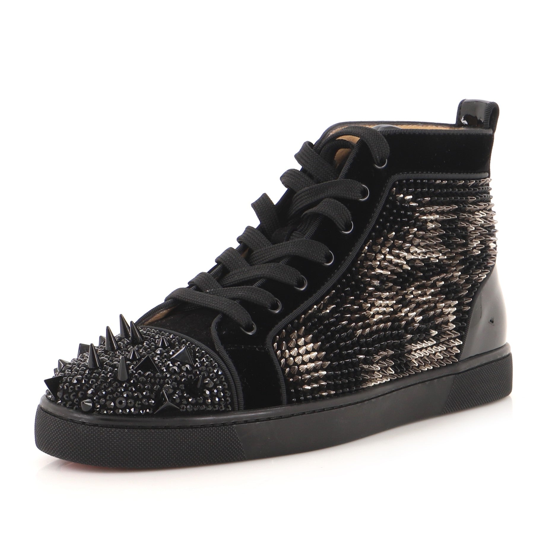 Men's Louis Spikes Flat High-Top Sneakers Studded Leather