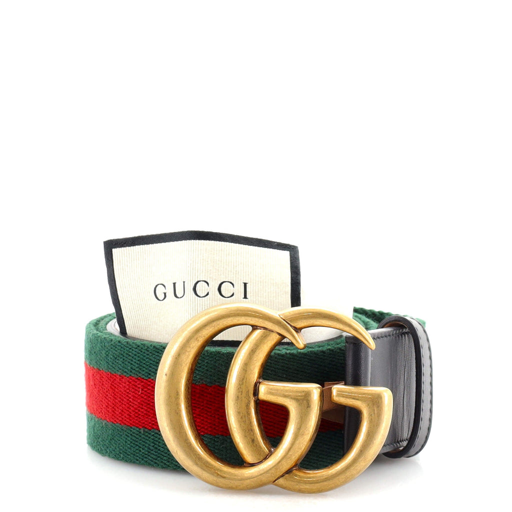 GG Marmont Web Belt Canvas and Leather Wide 85