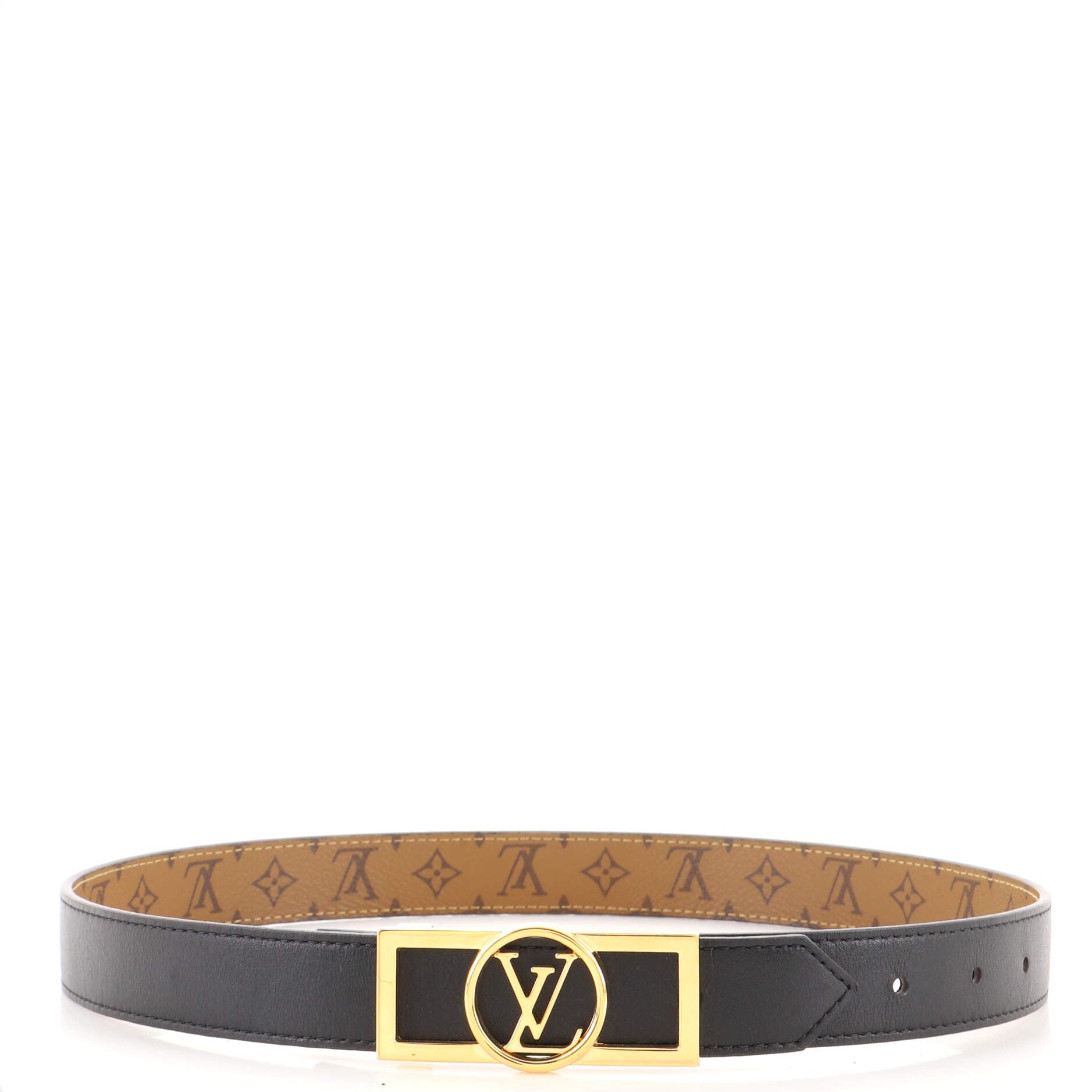 Dauphine Reversible Belt Monogram Canvas and Leather Thin 70