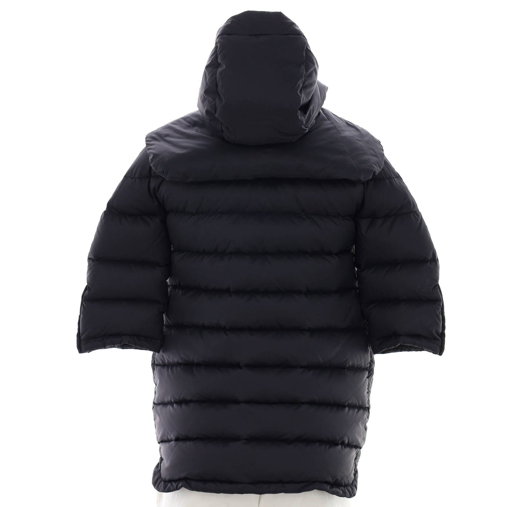 Women's Detachable Hood 3/4 Sleeve Puffer Jacket Quilted Nylon with Down Blend