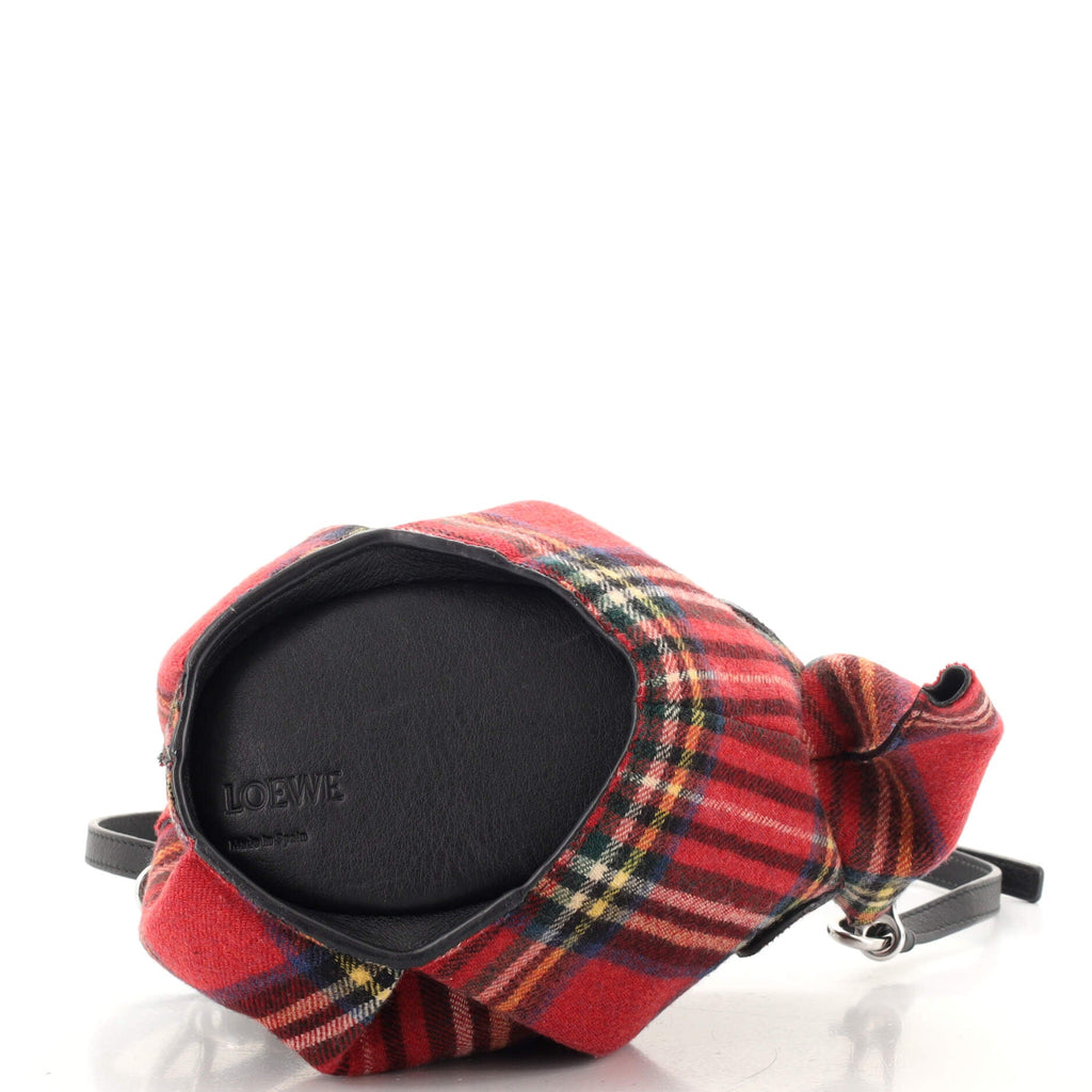 Elephant Crossbody Bag Tartan Wool and Leather Mini