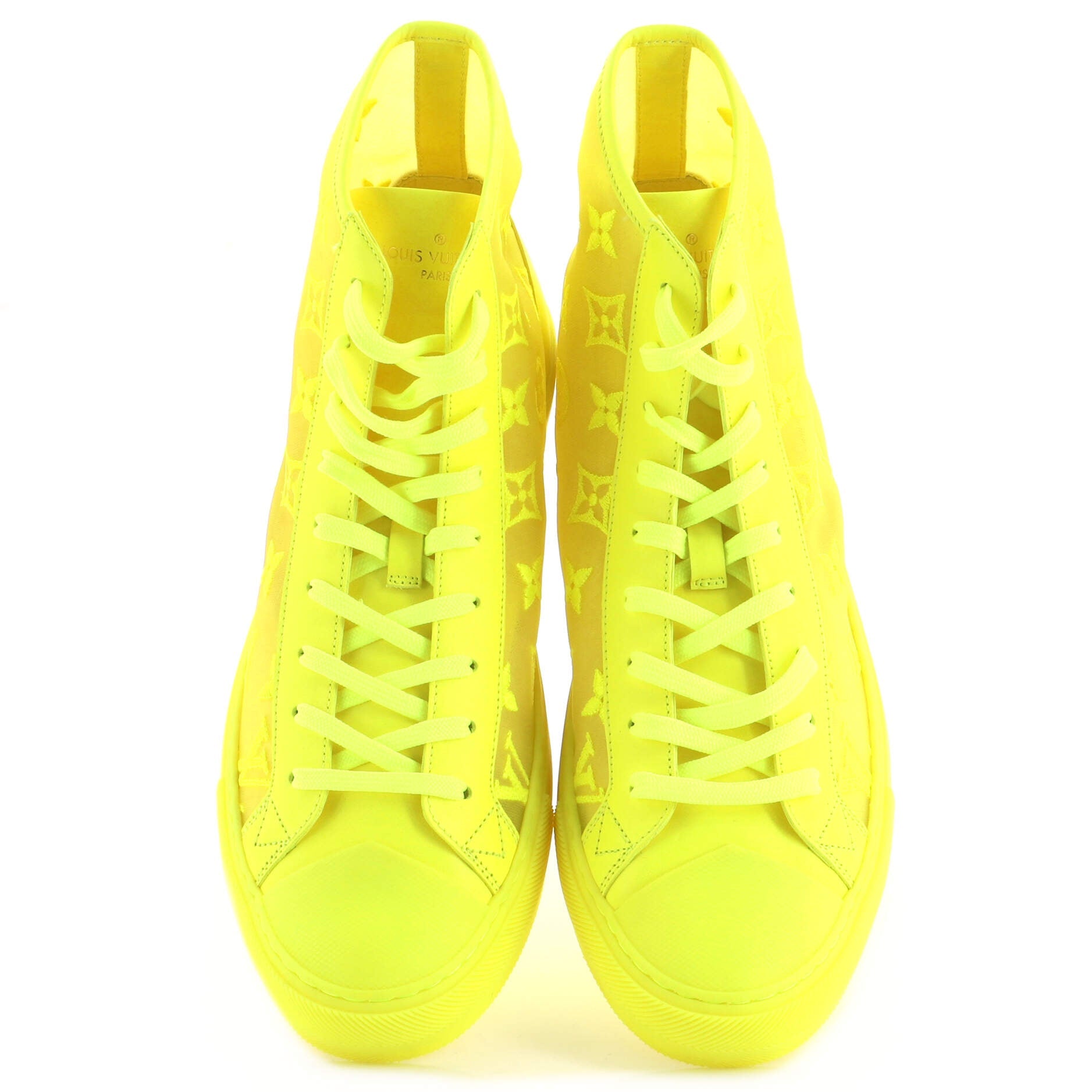 Men's Tattoo High-Top Sneakers Monogram See Through Mesh