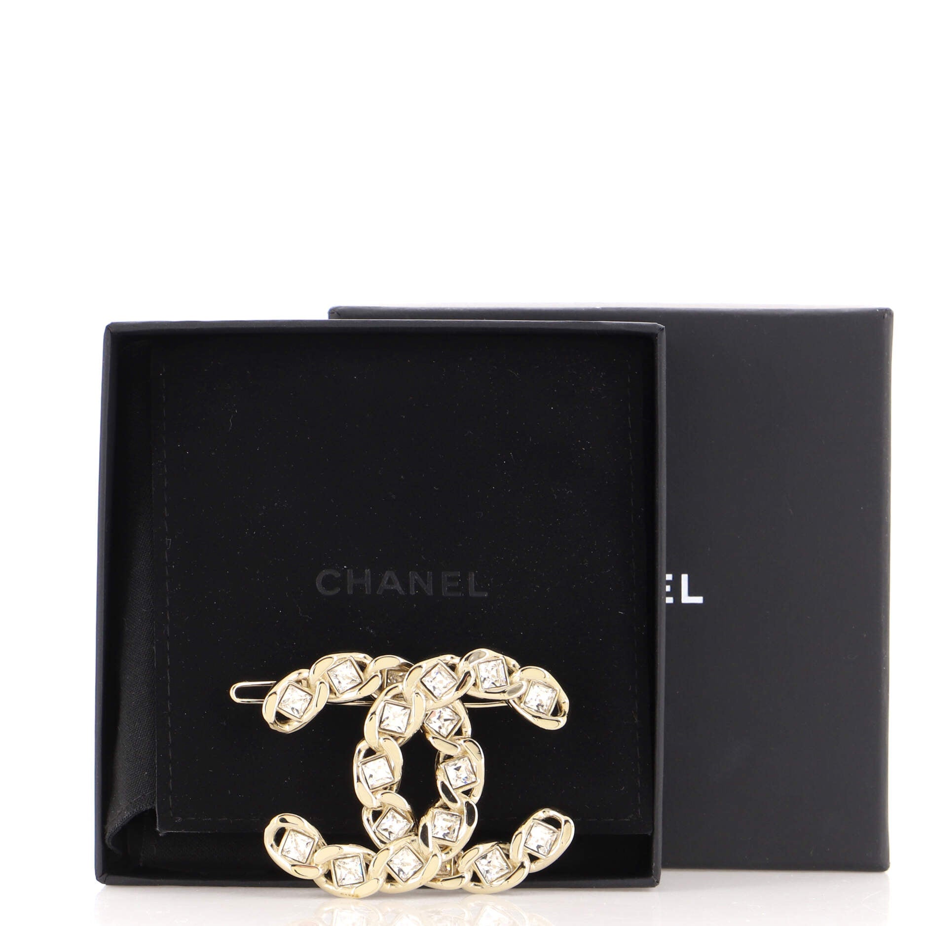 CC Hair Clip Barrette Metal with Square Crystals
