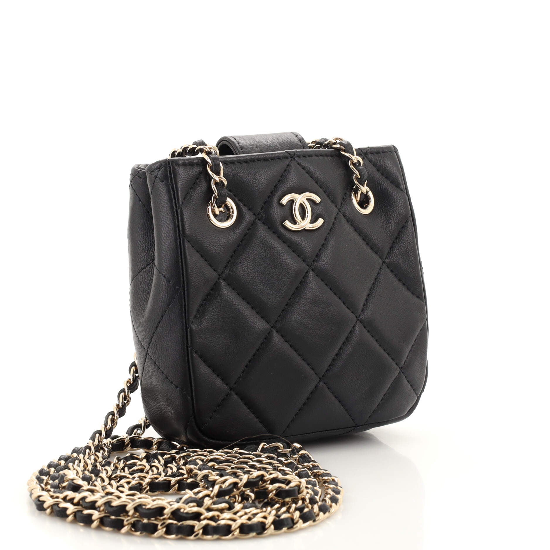 CC Square Clutch with Chain Quilted Lambskin Mini