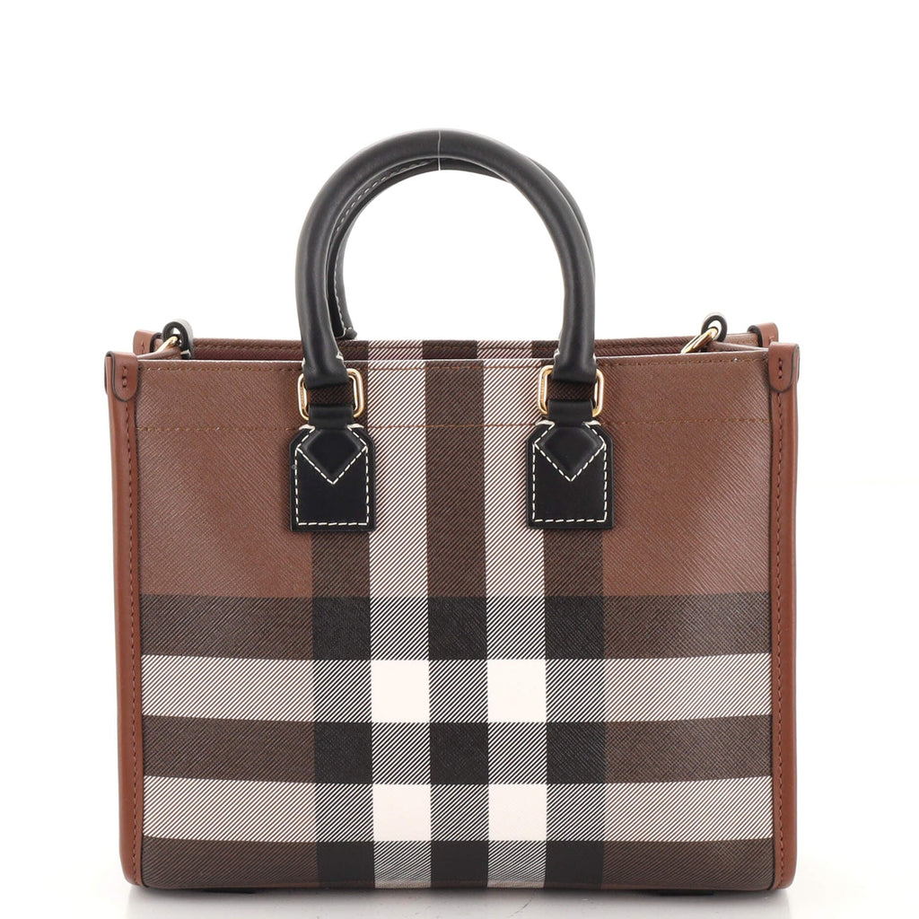 Freya Shopping Tote Check Canvas with Leather Mini