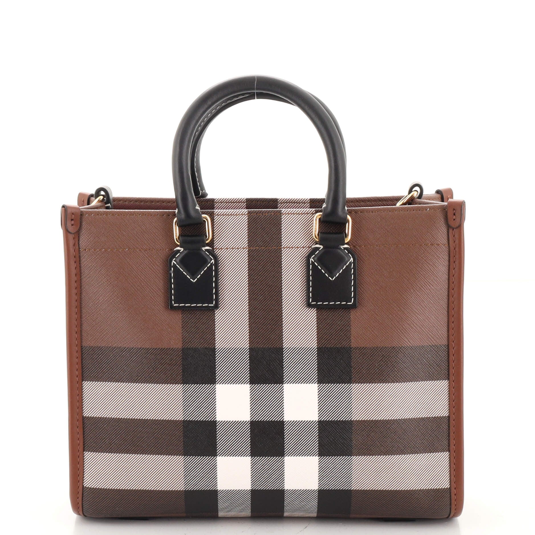 Freya Shopping Tote Check Canvas with Leather Mini