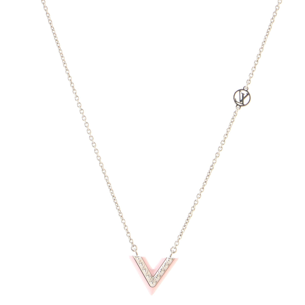 Essential V Necklace Studded Metal and Lacquer