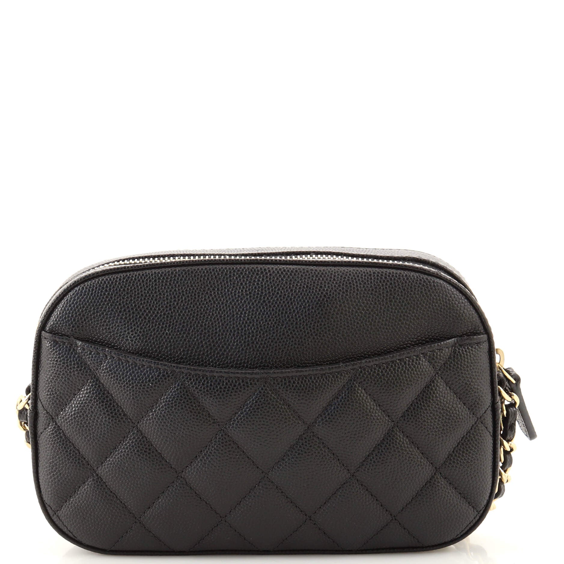 Zip Around Chain Camera Case Quilted Caviar Mini