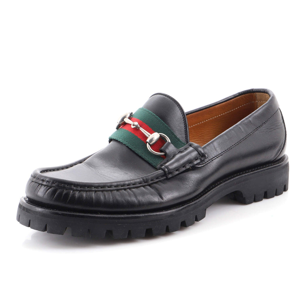 Men's Horsebit Web Lug Sole Loafers Leather
