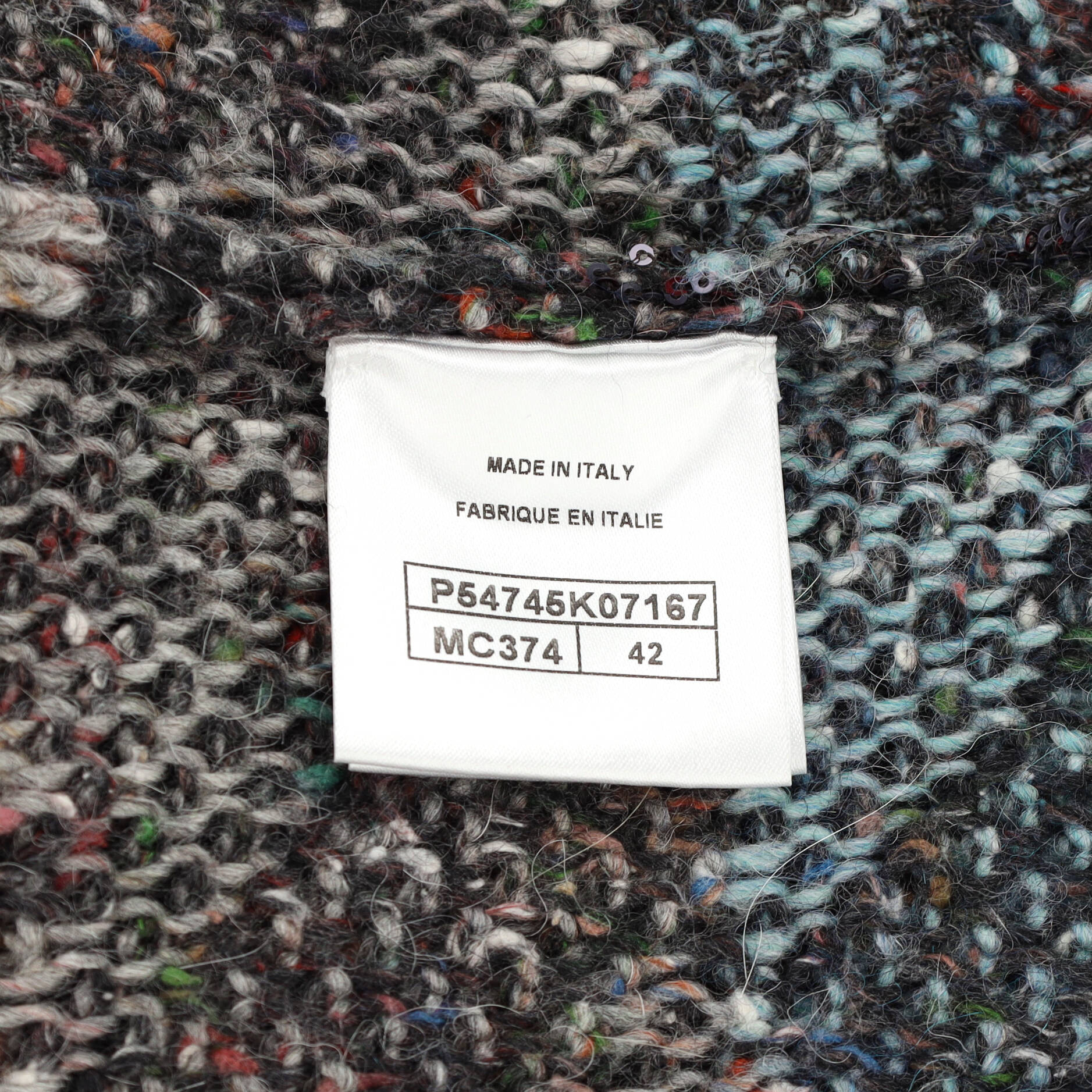 Women's Houndstooth Crew Neck Sweater Wool Blend with Sequins