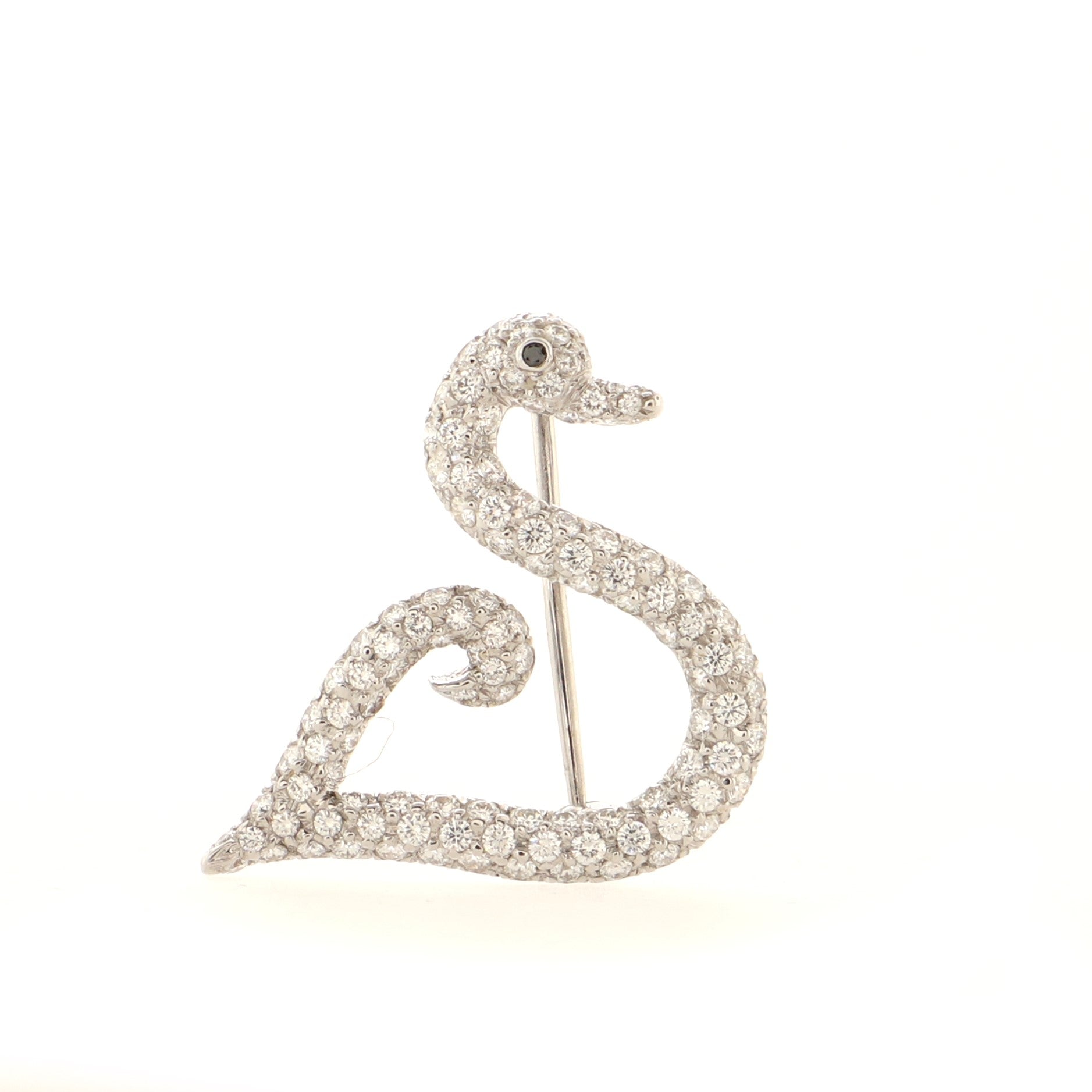 Swan Brooch 18K White Gold and Diamonds