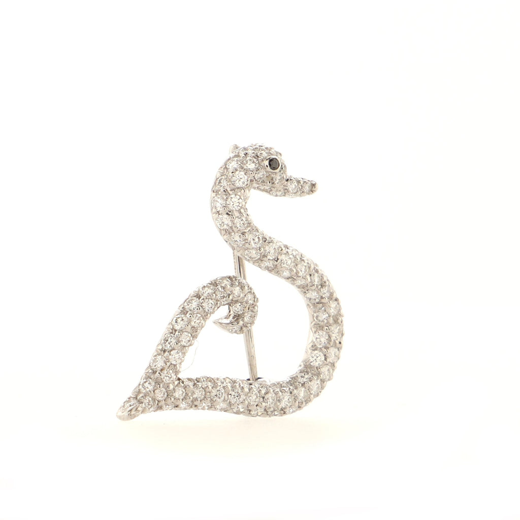 Swan Brooch 18K White Gold and Diamonds