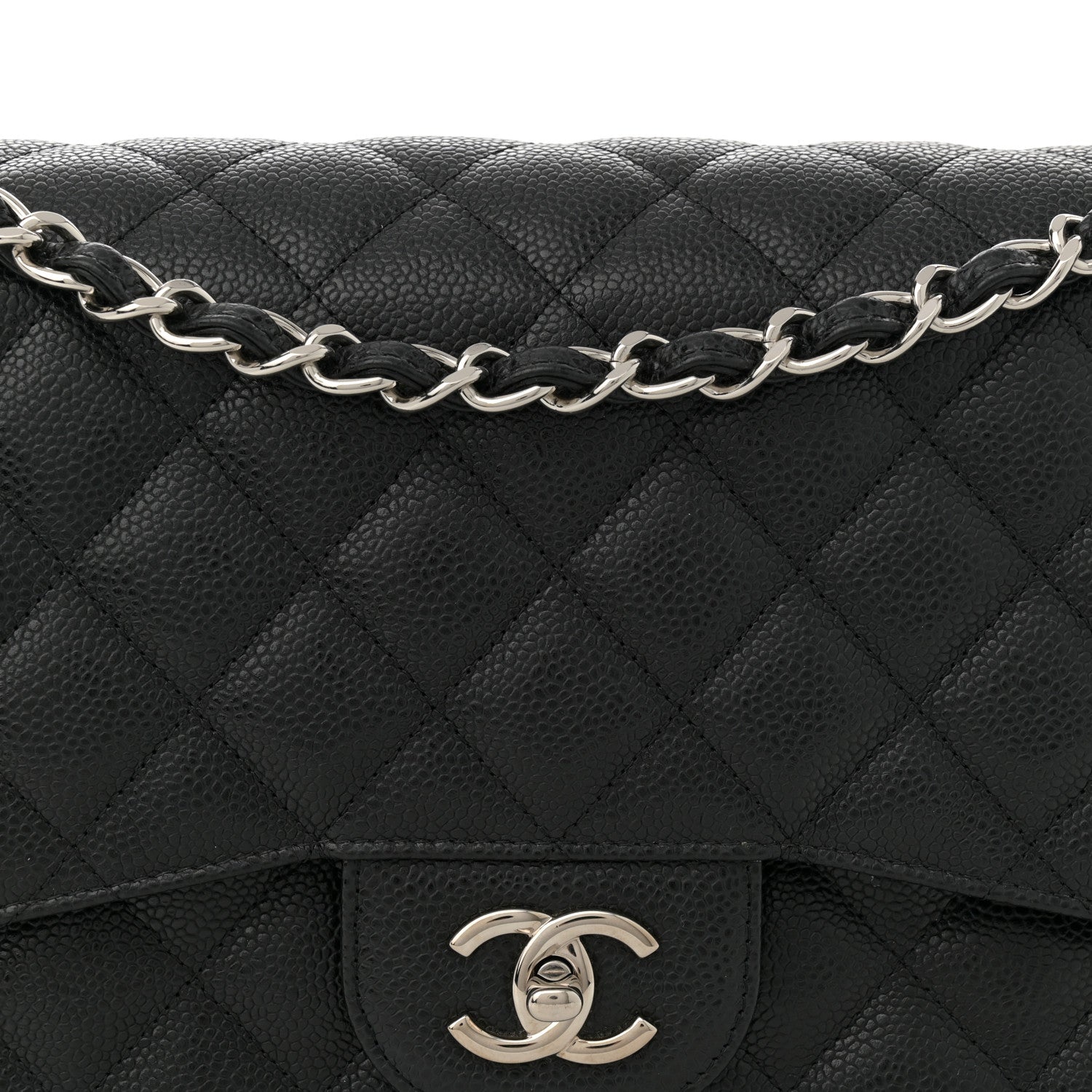 Caviar Quilted Jumbo Double Flap Black
