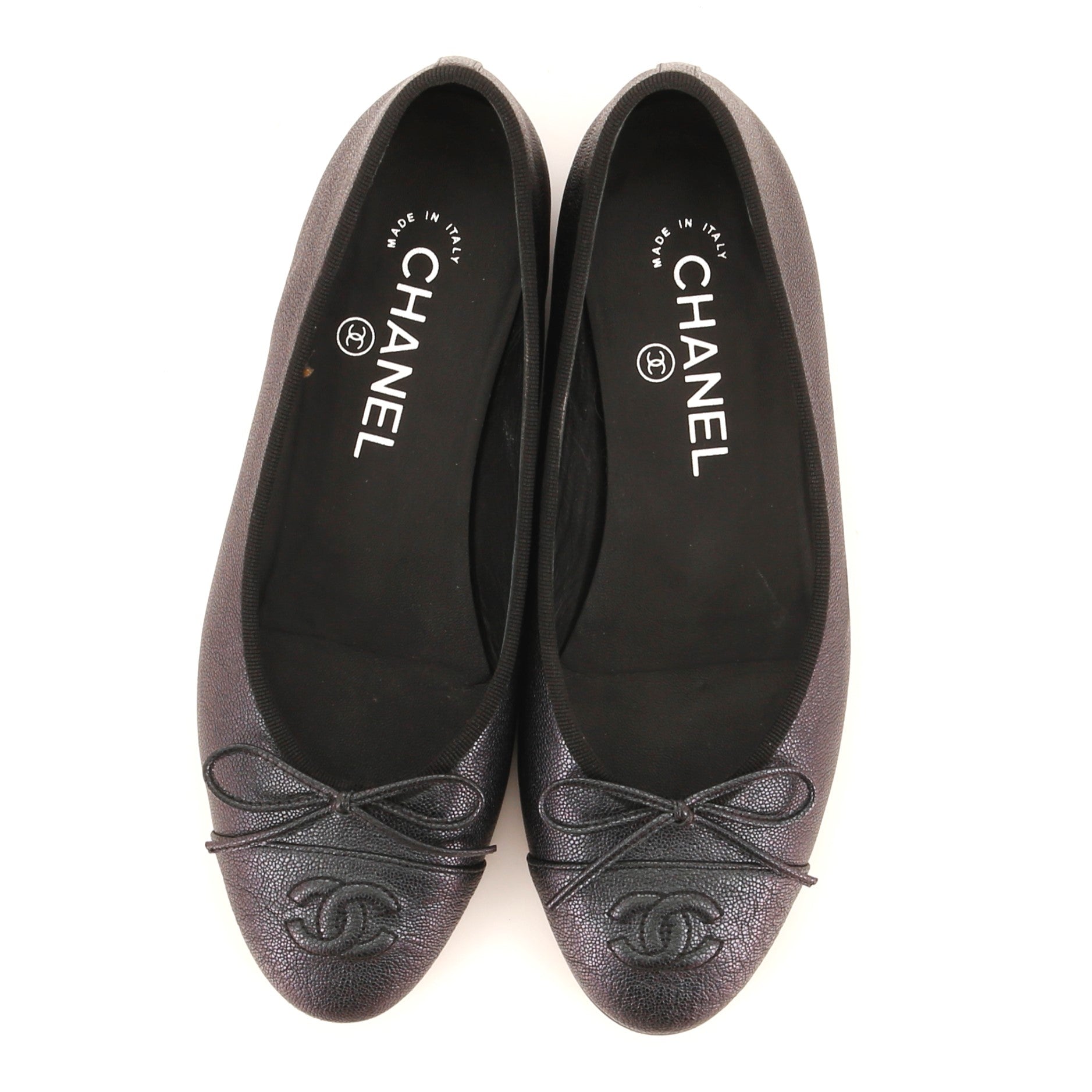 Women's CC Cap Toe Bow Ballerina Flats Leather