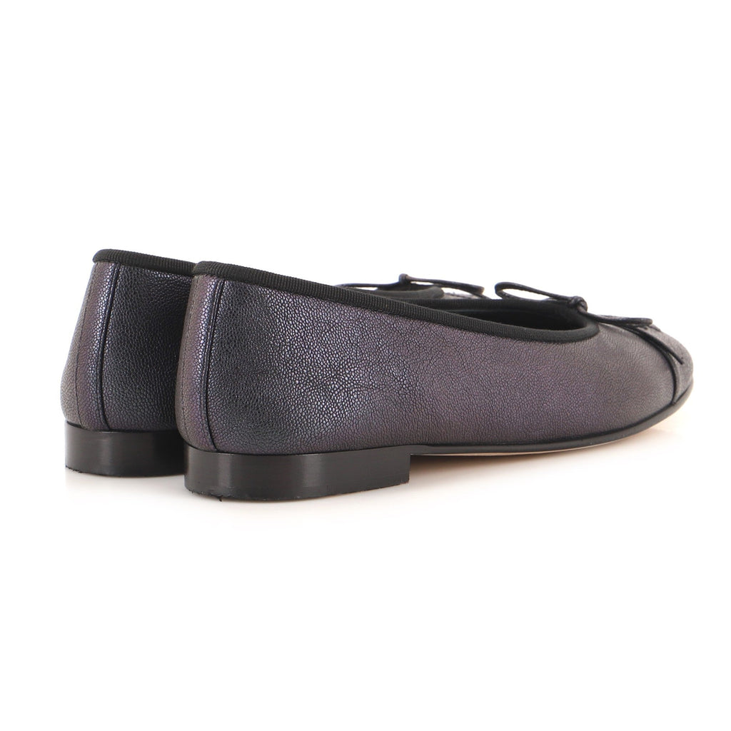 Women's CC Cap Toe Bow Ballerina Flats Leather