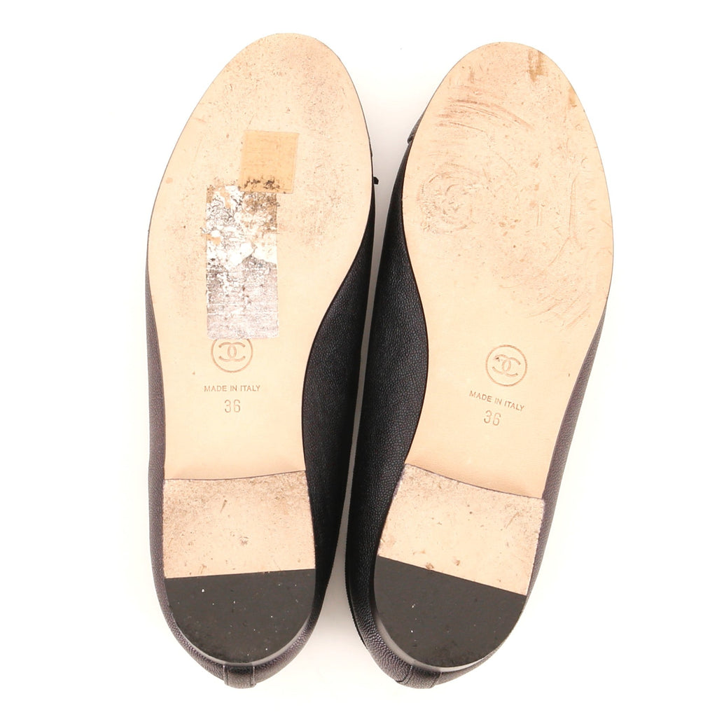 Women's CC Cap Toe Bow Ballerina Flats Leather