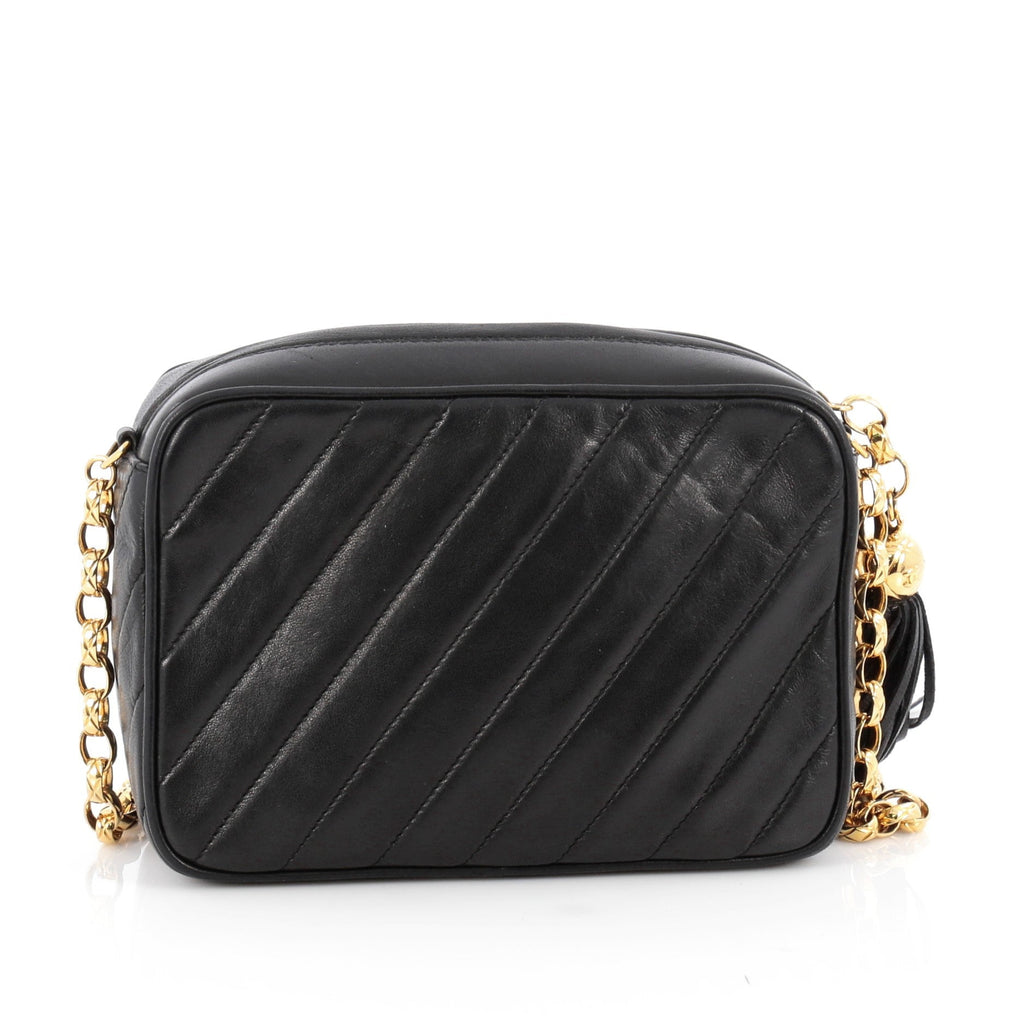 Vintage Pocket Camera Bag Diagonal Quilted Leather Mini