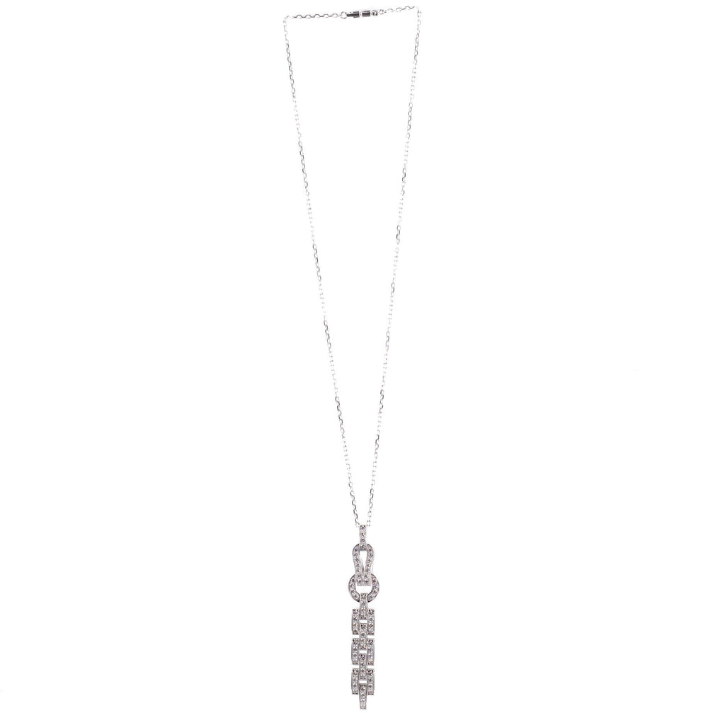 Agrafe Drop Pendant Necklace 18K White Gold and Diamonds