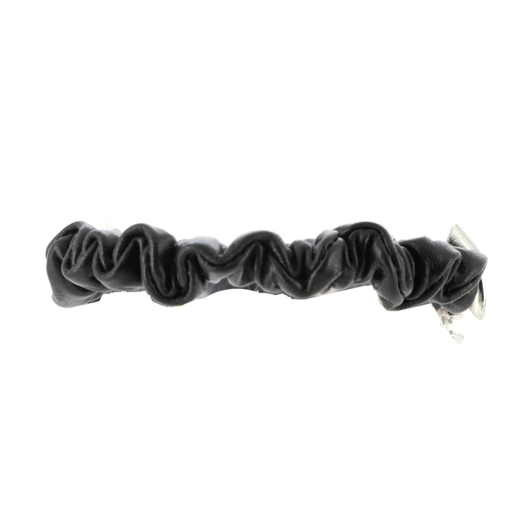 CC Bow Elastic Hair Tie Leather with Metal, Crystals and Faux Pearl
